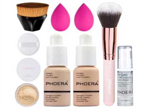 Fond de teint PHOERA couvrant primer poudre pinceaux