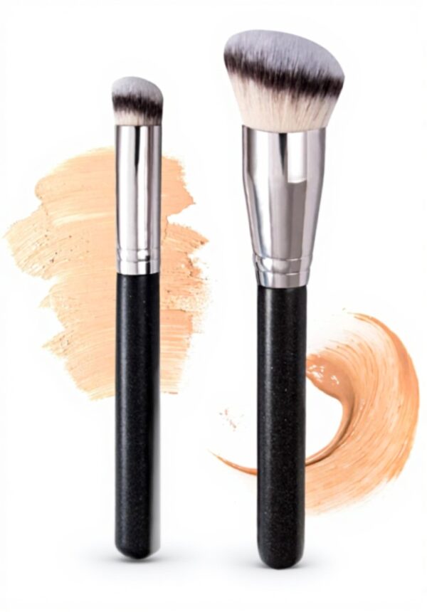 Pinceaux Maquillage Pinceau Fond de Teint Pinceau Correcteur avec Fibre Synthétique Souple pour Anticernes Fond de Teint Liquide 2 Pièces